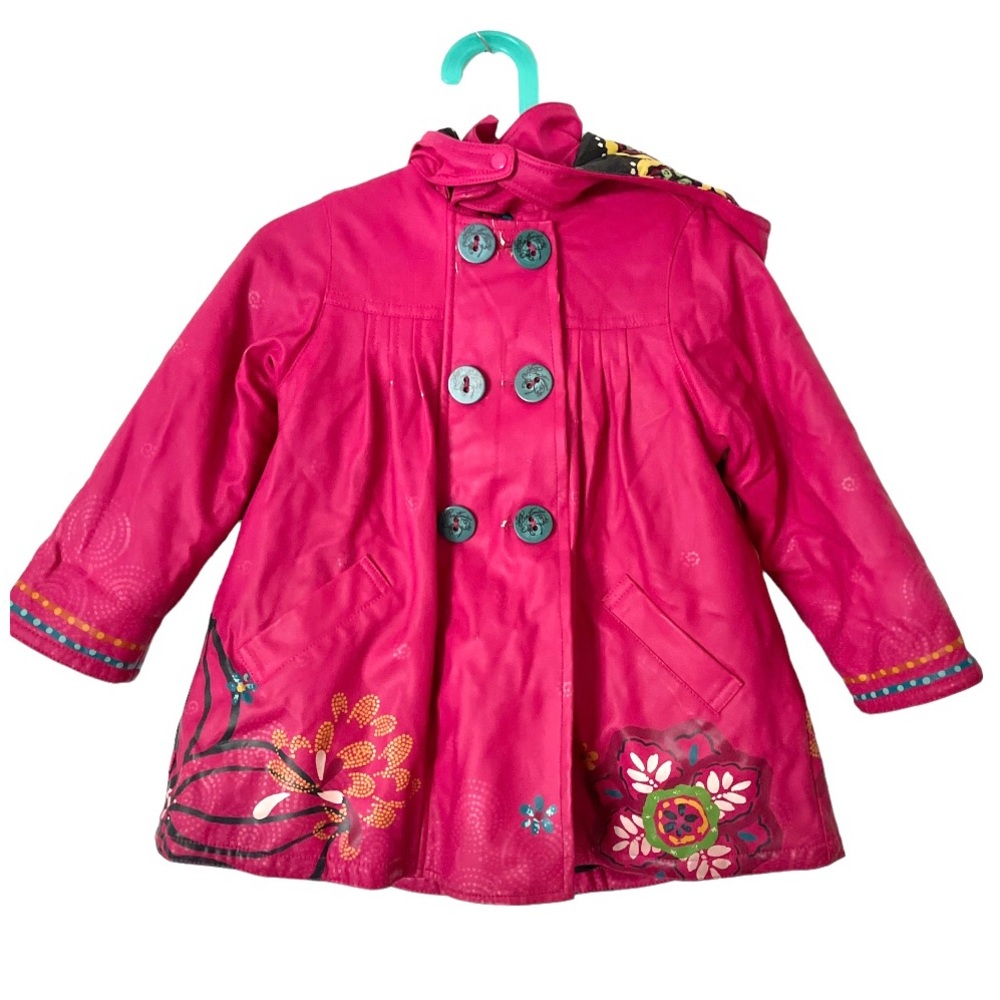 Catimini Toddler Girl Pink Rain Hooded Jacket Size 2Y